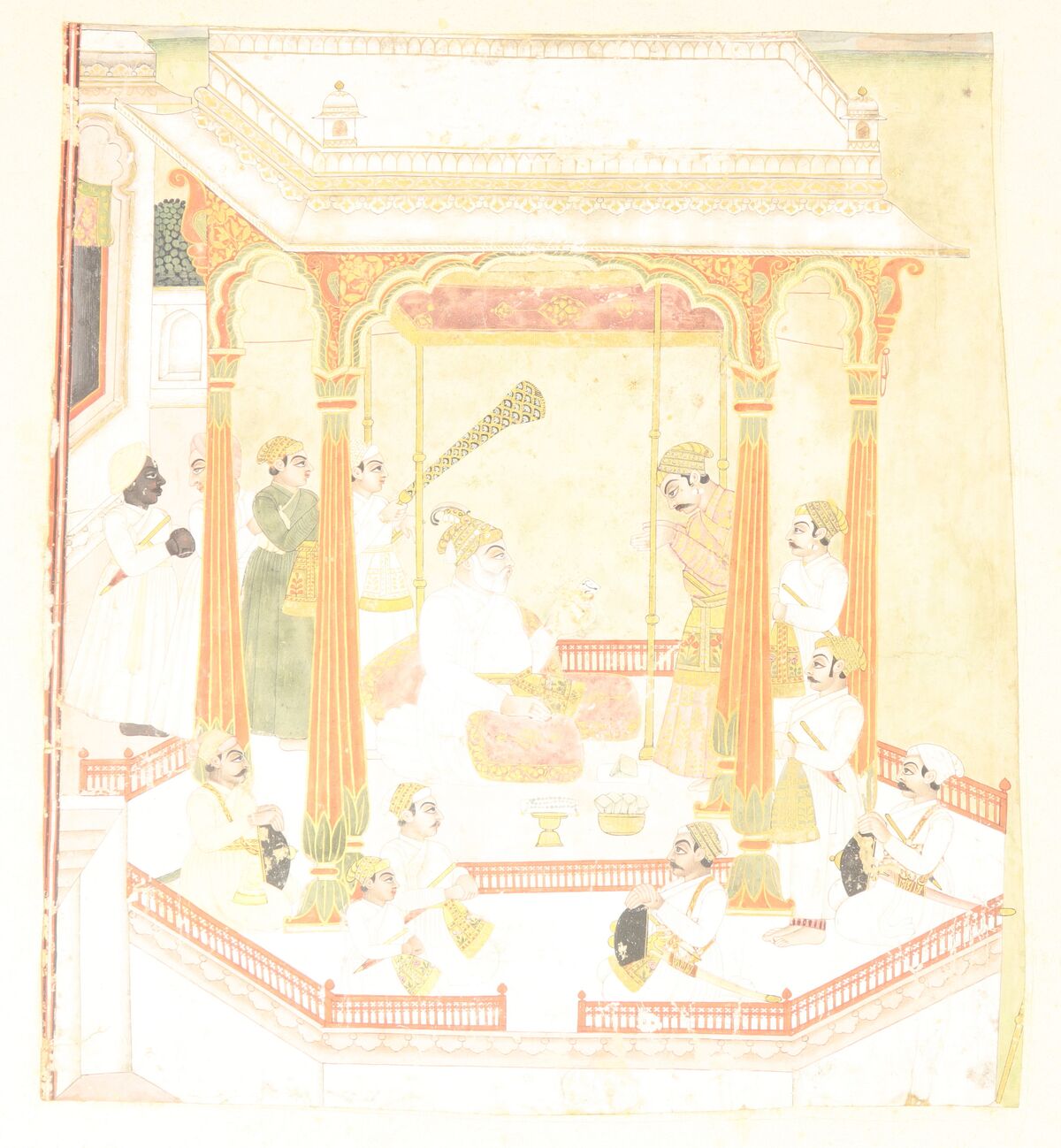 A Ruler Seated in an Open Pavilion, with Attendants